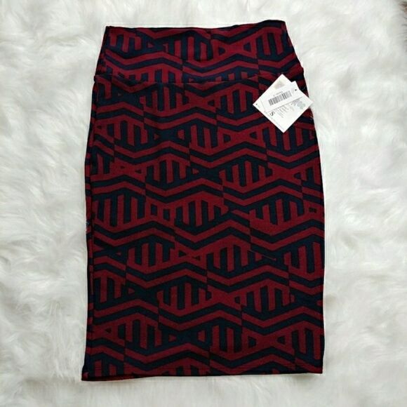 Lularoe Navy Red Cassie Skirt Small Geo Pr… - Picture 1 of 5